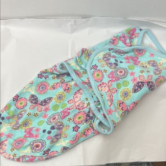 Swaddle me mint green with flower and butterfly print cotton swaddle Size small - Picture 1 of 9